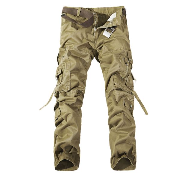

2020 men's cargo pants casual army green big pockets pants overall male outdoors long trousers 28-42 plus, Black