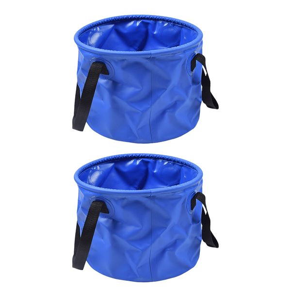 

2pcs collapsible fishing bucket outdoor camping fish water bucket blue 30l