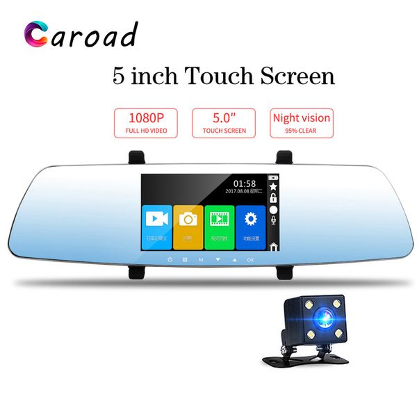 

car mirror camera 5 inch touch screen full hd 1080p dash cam dual lens g-sensor night vision loop recording dash camera car dvr