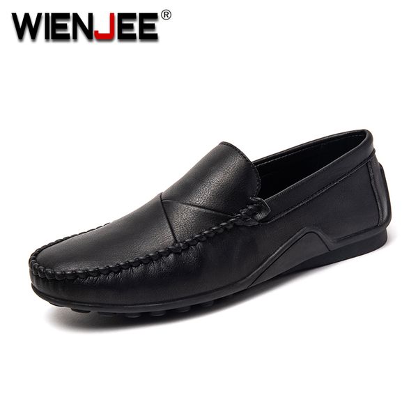 

2019 new men's shoes breathable men loafers comfortable leather casual shoes men sneakers, Black