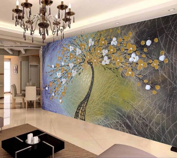

abstract embossed oil painting rich tree background wall 3d murals wallpaper for living room