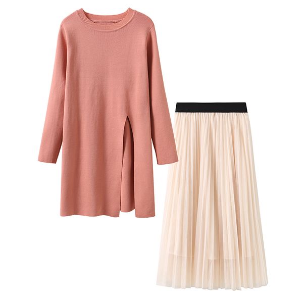 

autumn long women knitted sweater dress with lace elegant winter dresses women 2019 dresses two piece set casual dress vestidos, White