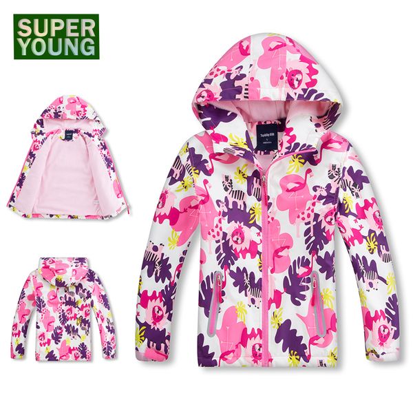 

toddler girls hooded fleece softshell waterproof jackets children windbreaker hiking coats kids baby camping winter warm clothes, Blue;black