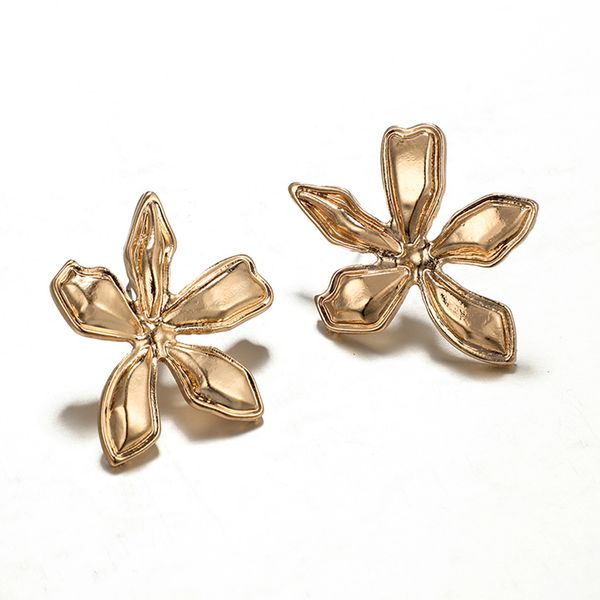 

2019 women fashion simple metal flower three-dimensional petal earrings jewelry 2pcs l0417, Silver