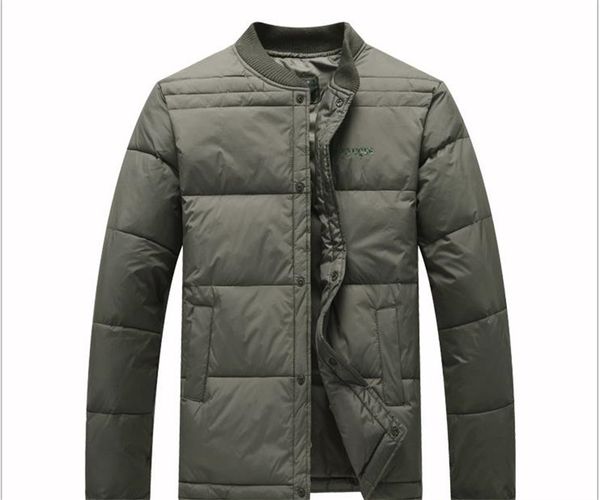

mens designer winter coat fashion thick solid color down mens warm stand collar parkas male outerwear, Black