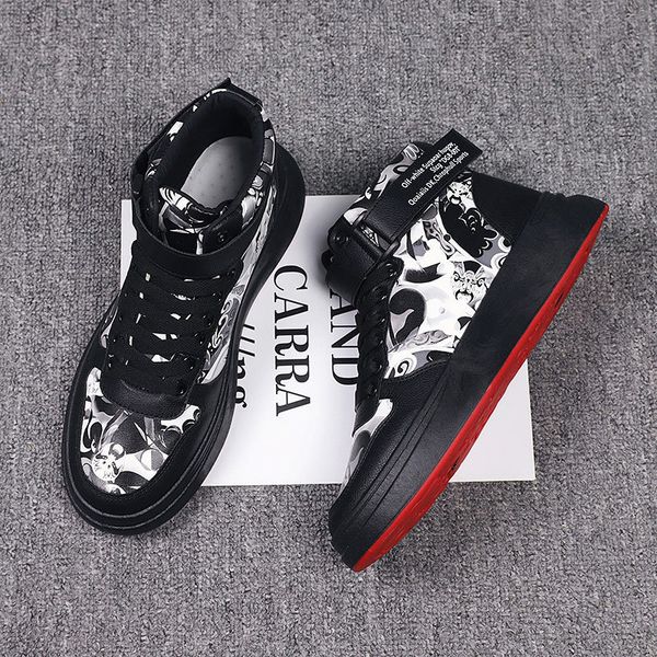 

online celebrity selling autumn shoes men men's casual shoes trend versatile korean-style hight-creative street trendy s, Black