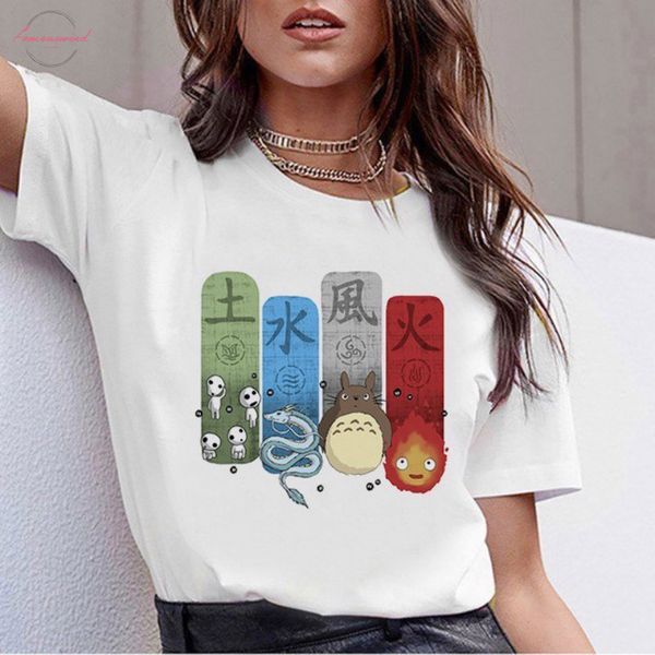 

spirit away ghibli japanese anime totoro miyazaki hayao anime t shirt tshirt t shirt women female femme cartoon clothes, White