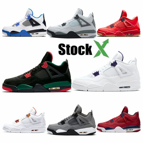 

2020 4 4s 4s pure money royalty white cement premium men basketball shoes bred fire black red men's sports sneakers size 8-us13 #609