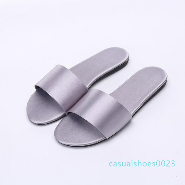

2018 ladies fashion outside slippers comfort low heel female footwear silk imitation slippers for indoor anti-skid wedding celebration c23, Black