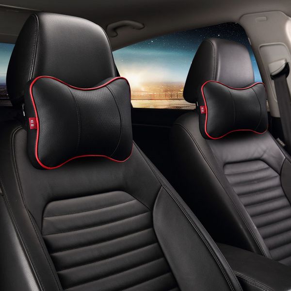 

brand new arrival car neck pillows both side pu leather single headrest fit for most cars filled fiber universal car pillow