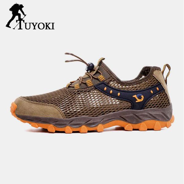 

tuyoki waterproof hiking shoes for men hollow outdoor summer sports trekking shoes men sneakers climbing flats new size 36-45