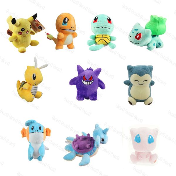 

10 style 12-16cm mewtwo pika charmander bulbasaur squirtle gengar dragonite snorlax mudkip lapras plush toy for child holiday gifts