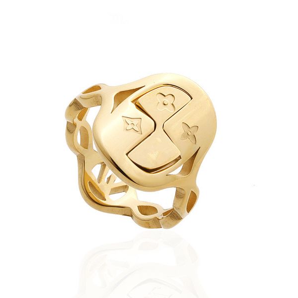 

not fade fashion designer jewellery openwork lettering ring mens jewelry chains stainless steel women rings flower rings, Silver
