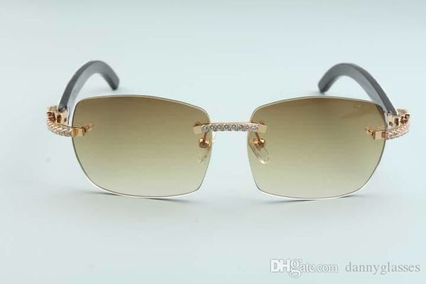 

factory direct sales classic style diamonds sunglasses b3524012-2, natural white and black hybrid buffalo horns legs glasses,58-18-144mm, White;black