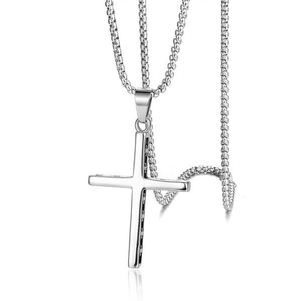 

silver cross skull pendant necklace for men boy ghost head skeleton necklaces 24inch chain link punk male jewelry