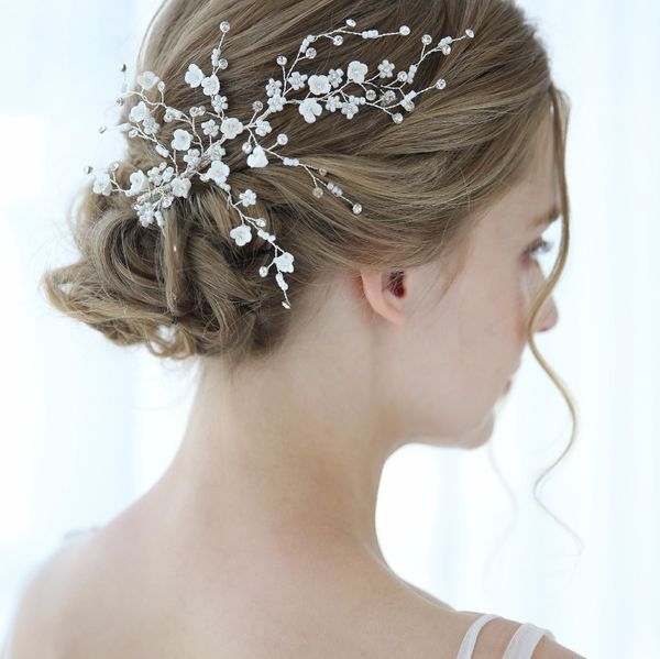 

ювелирные шпильки silver pearl цветок тиары bridal головной убор красоты свадебные аксессуары для волос белый волос украшения для волос неве, White;golden