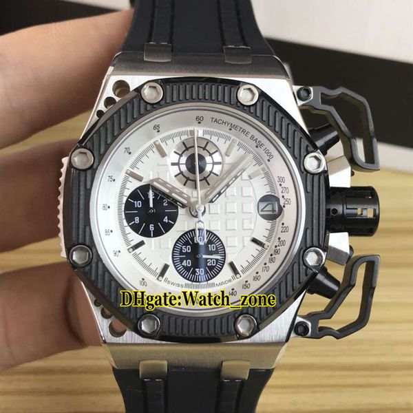 

survivor 26165io.00.a002ca.01 white texture dial black subdial miyota quartz chronograph mens watch satch rubber strap big crown watches, Slivery;brown