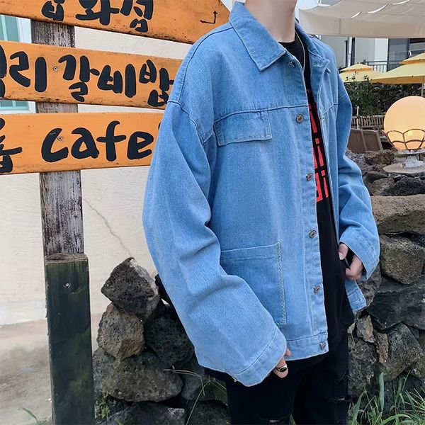 

mixcubic 2020 spring autumn korean style wild blue denim jackets for men casual loose denim jackets men,m-xxl, Black;brown