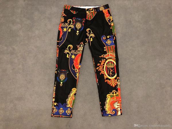 

19fw париж осень зима последняя корона письмо печати высокое качество мужской дизайнер топ мода черный полиэстер брюки 5791, Black