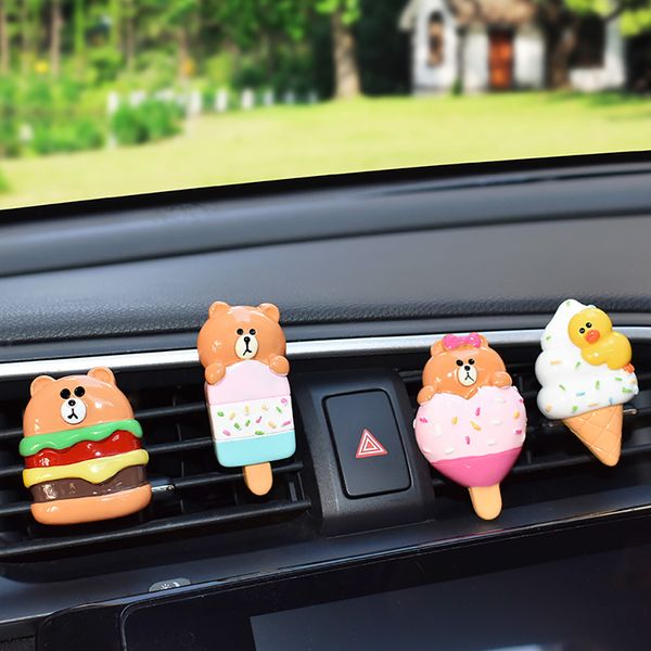 

car freshener cute bear vents outlet clip perfume aroma smell diffuser auto interior scent fragrance air purifier accessories
