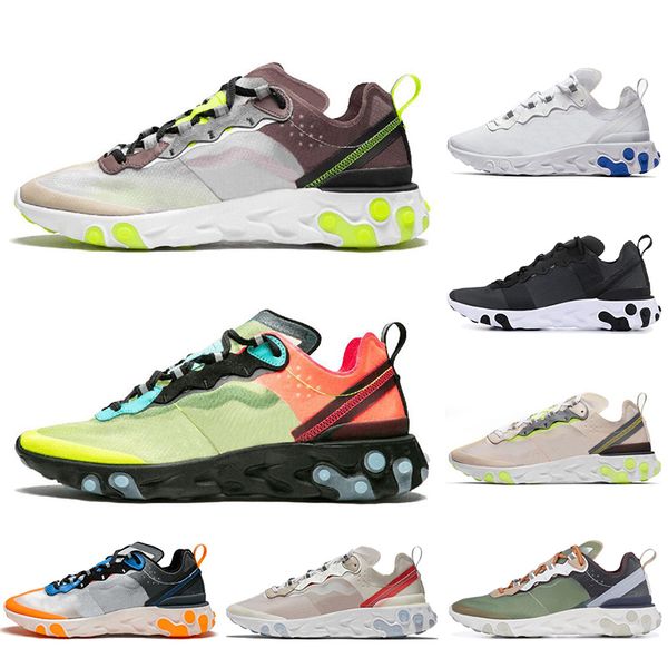 

with socks fashion luxury volt racer pink react element 87 55 men women running shoes triple black dark grey breathable sports sneakers