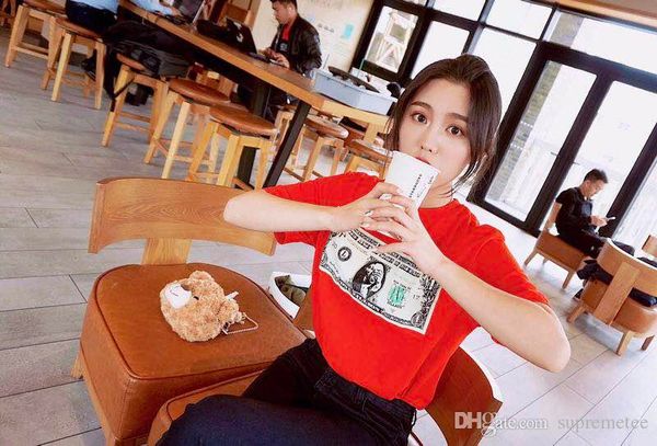 

fashion dollar t shirts hip hop skateboard o neck summer classic cotton t-shirts, White;black