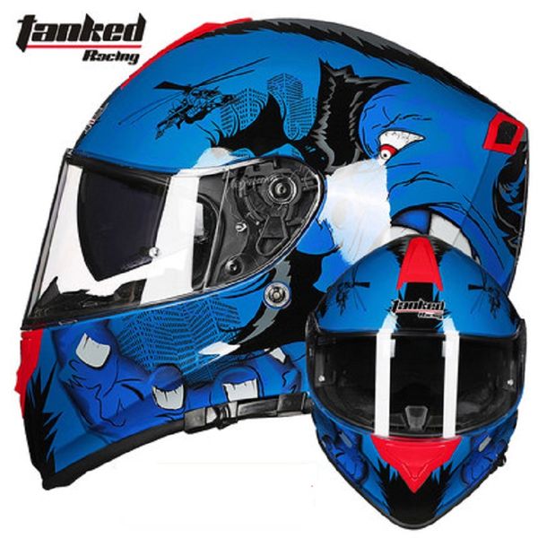 

2019 new europe ece certification tanked racing full face motorcycle helmet double lens motorcross motorbike helmets of abs pc