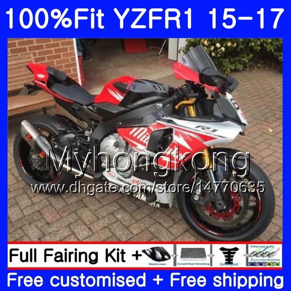 Injeção Bodys Para YAMA YZF-1000 YZFR1 Hot vermelho branco TOP 2015 2016 2017 243HM.36 YZF R 1 1000 YZF-R1 YZF1000 YZF R1 15 16 17 Kit de carenagem