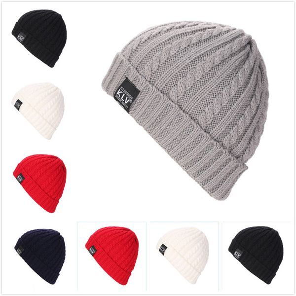 

winter warm hat fashion women men stripe beanies solid color knitted cap winter hat for women skullies beanies