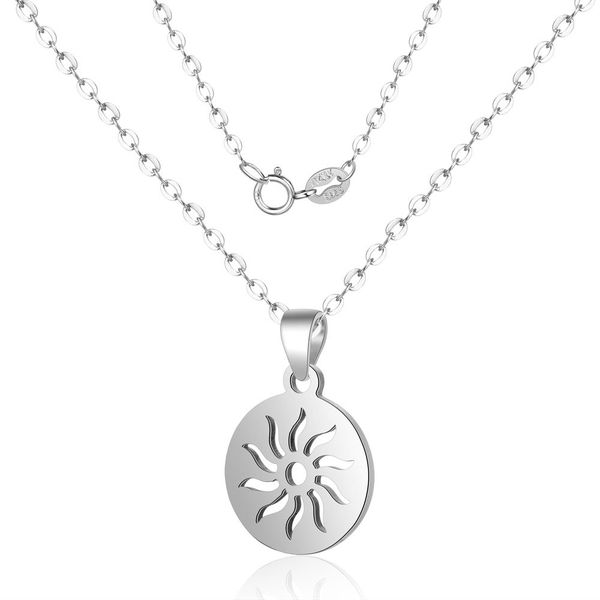 

sbn008 s925 pure silver circular sun pendant necklace creative fashion hollow solar silver jewelry lady clavicle chain explosion