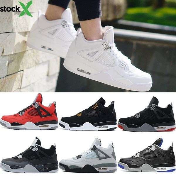 

new mens 4 4s bred pure money basketball shoes royalty white cement oreo toro bravo men sneakers sports us 8-13