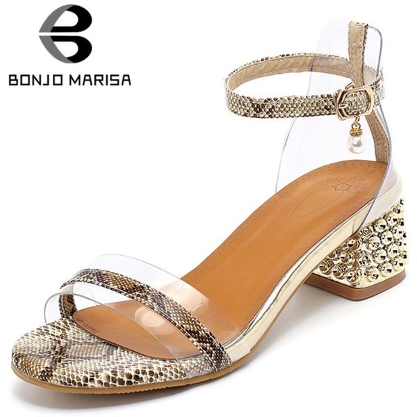 

bonjomarisa female snake print open toe ankle strap high heels sandals women 2020 party dress casual shoes woman, Black