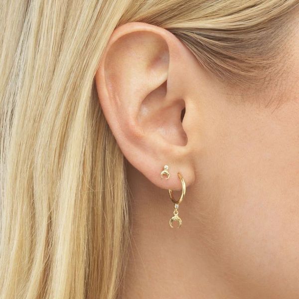 

gold silver color minimal women girl jewelry cute horn crescent moon charm dangle drop earring