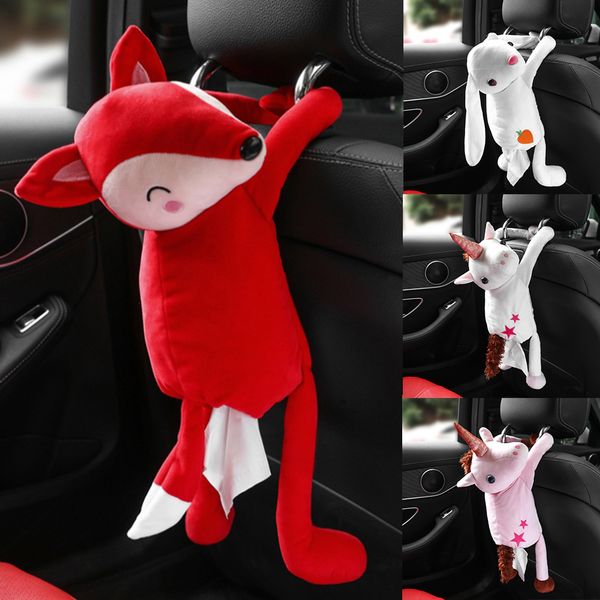 

car accessories cute little animal tissue box holder zipper backseat tissue case for car and home use