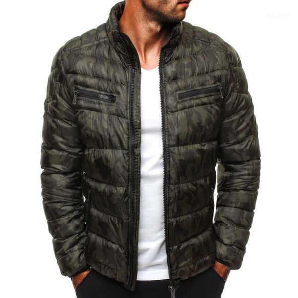 

coats winter down camouflage parkas jackets men zipper stand collar 19ss windbreaker warm, Black