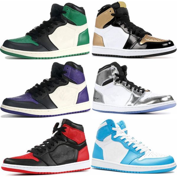 

новые люди 1s топ pine green court фиолетовый чикаго og 1 игра королевский синий ботинки баскетбола межэтажные спорта тапки тренеров размер, Black