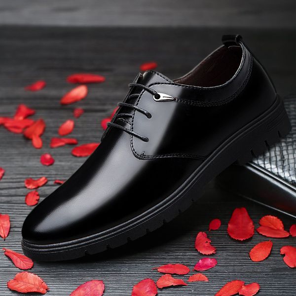 

2019 black men's casual leather business fine belt breathable fashion dress shoes spring and autumn style men hipping sale