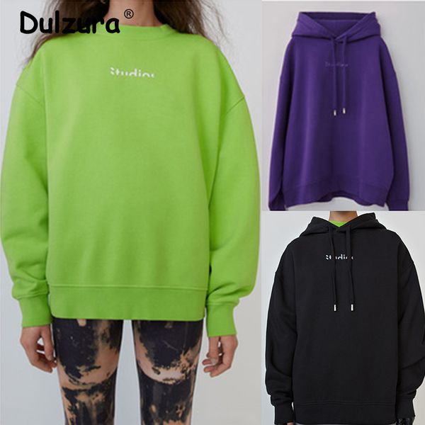 

2019 autumn winter basic solid sweatshirt brand classic letter hooded street punk style long sleeve hoodies women, Black