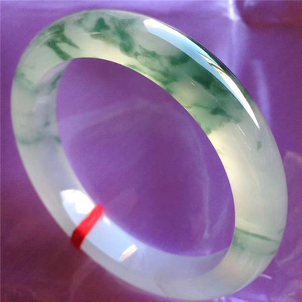 

natural burmese jadeite 54-64mm light blue bracelet elegant princess jewelry send mom to girlfriend, Golden;silver