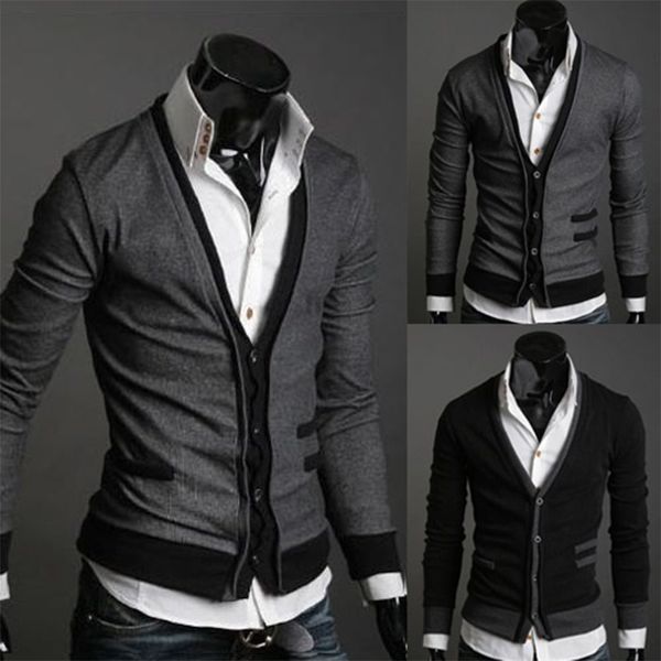 

zogaa 2019 new men cardigan sweaters fashion wool sweatercoat knitwear male v-neck collar outerwear brand clothing single-breast, White;black