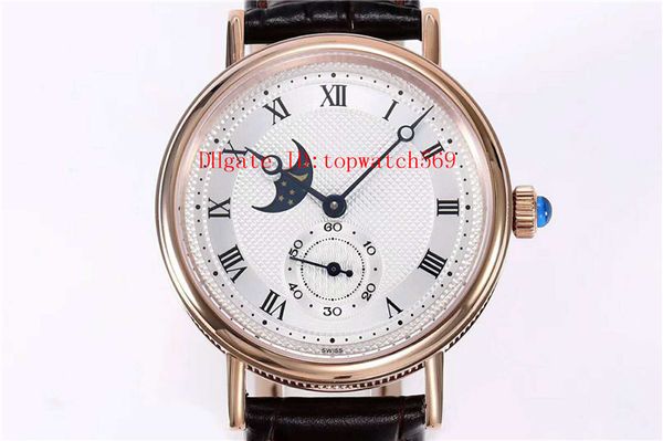 

gxg 40 mm classique 4396 watch men's watch swiss cal.5165r automatic mechanical moon phase 18k rose gold stainless steel case sapphire, Slivery;brown