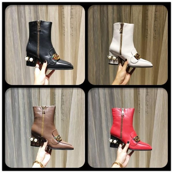 

luxury g fashion classic round head plush simple knitting mid-calf women boots ladies low heels walking bota feminina, Black