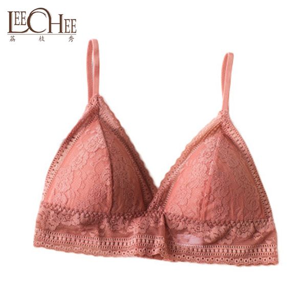 

leechee french triangle cup lace silk underwear thin breathable comfortable wire silk bra wx00049, Red;black