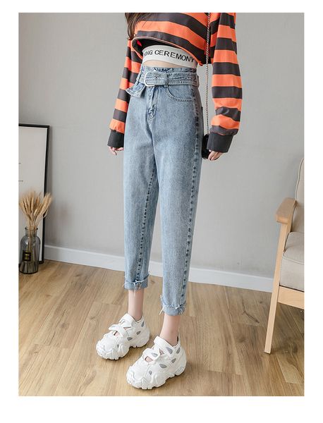 

navy blue vents of jeans female nine points straight side split