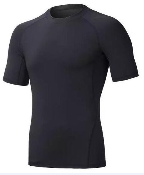 

2019 men's tight clothes running short-sleeved quick-drying t-shirt 340, Black;blue