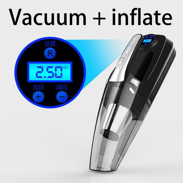 

balight 12v 120w 4000mpa car portable wet/dry auto vacuum cleaner with smart digital tire inflator pump pressure gauge led light
