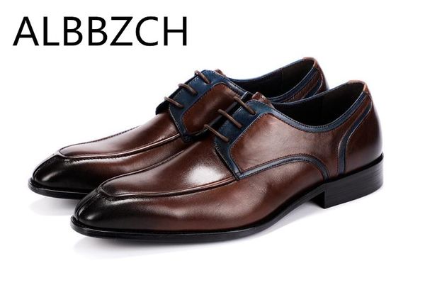 

new mens derby genuine leather dress shoes men fashon wedding shoes italian style handmade quality cow leather work man, Black