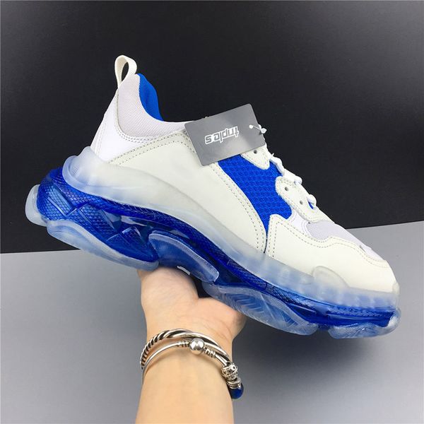 

2019 Luxe Triple S Paris Ice Blue Casual Shoes Clunky Shoes Triple-S Low Mens Woman Casual Designer Shoes