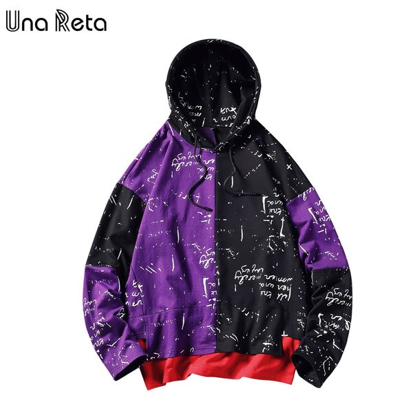 

unareta hoodie men new fashion hip hop print patchwork hoody sweatshirt harajuku pullover plus size streetwear men sweatshirts, Black
