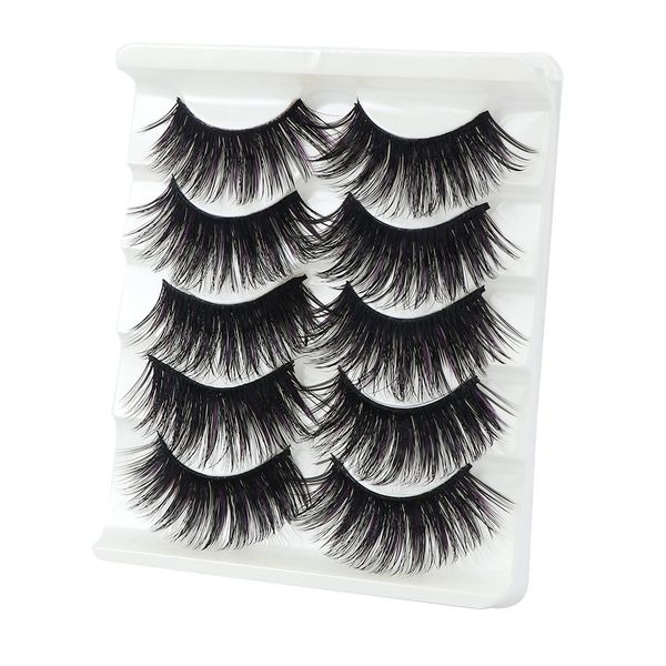 

5pairs handmade false eyelashes women beauty natural long cross makeup thick fake false eyelashes eye lashes black-purple